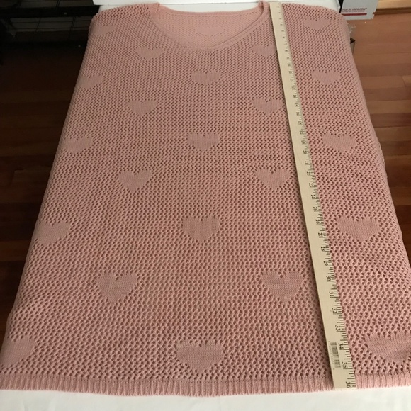 BLOOMCHIC Open Knit Sweater Tunic Side Ruching Pink Women’s Plus Size 22-24 3X - Picture 13 of 16